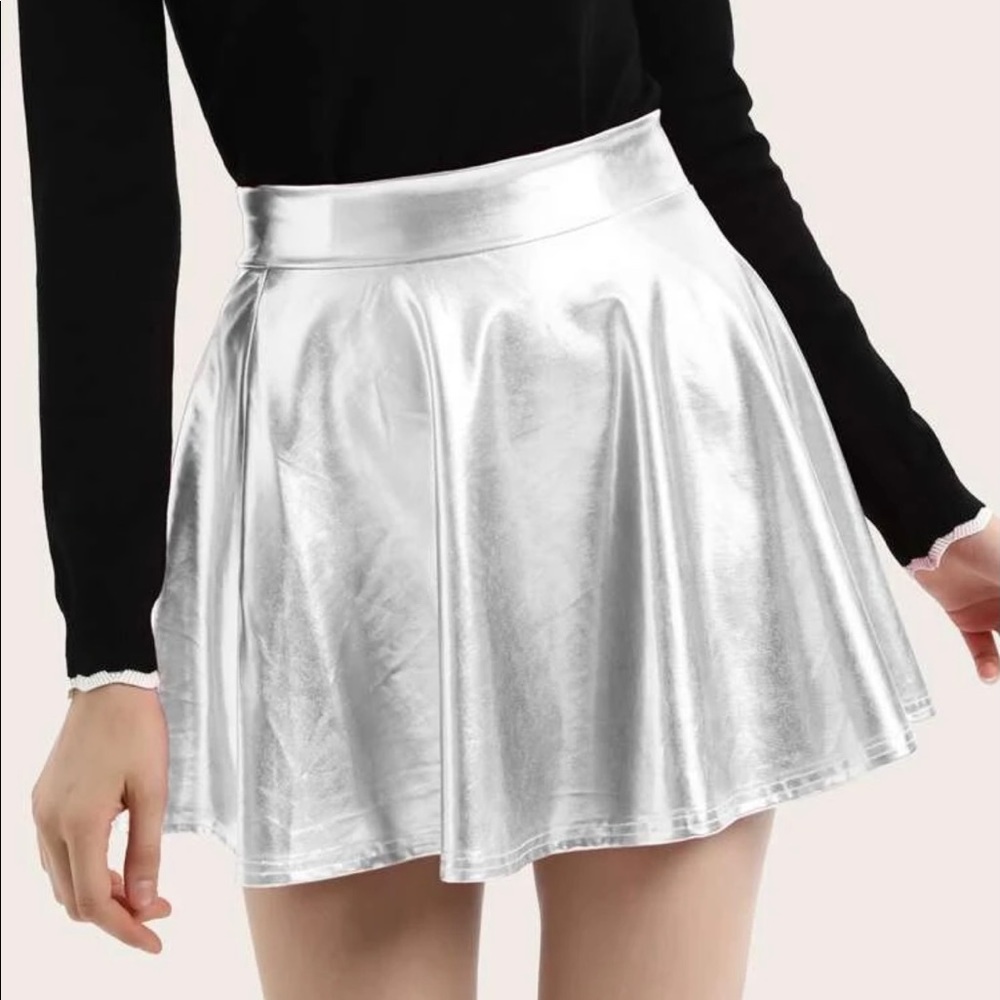 Silver metallic skirt